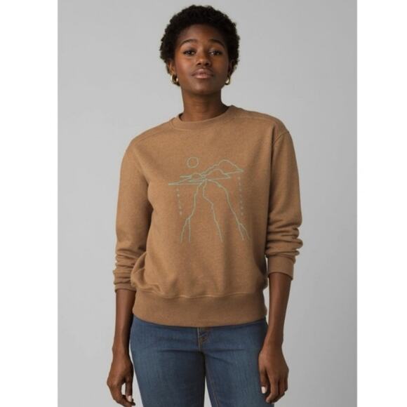 PrAna Graphic Crewneck Sweatshirt Mountain Ascend Descend XSmall - Picture 1 of 8